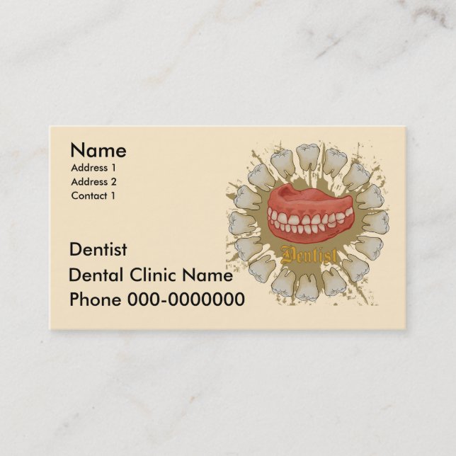 Dentist Caduceus custom name Appointment Card (Front)