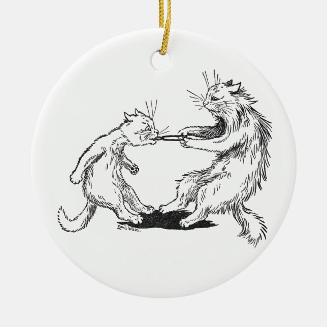 Dentist Cat Pulling Tooth Ceramic Tree Decoration (Front)
