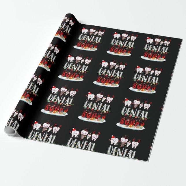 Dentist Christmas Dental Squad Funny Lights For Bo Wrapping Paper (Unrolled)