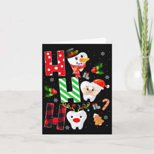 Dentist Christmas Fun Tooth Dental Gift Red Plaid  Card