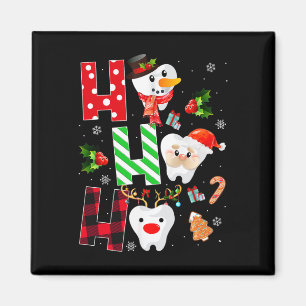 Dentist Christmas Fun Tooth Dental Gift Red Plaid Magnet