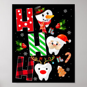 Dentist Christmas Fun Tooth Dental Gift Red Plaid  Poster