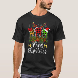 Dentist Christmas  Leopard Plaid Tooths Dental Cos T-Shirt