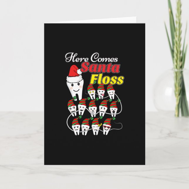 Dentist Christmas - Santa Floss Xmas Pun Card (Front)
