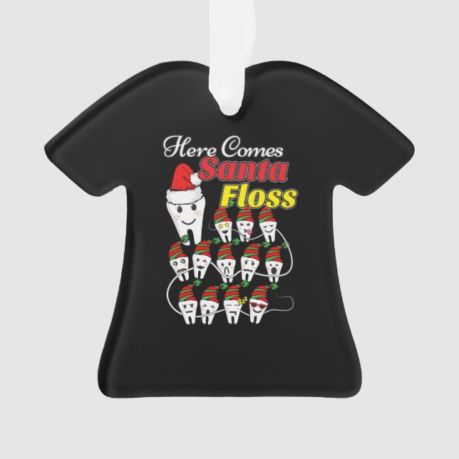 Dentist Christmas - Santa Floss Xmas Pun Ornament (Front)