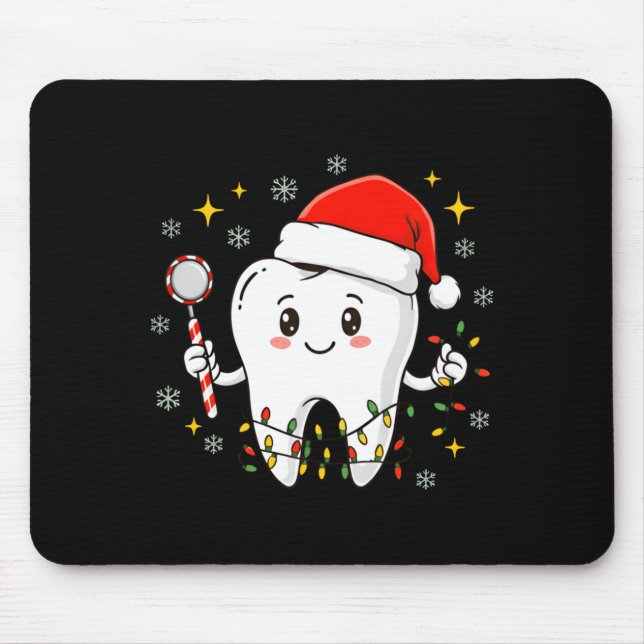Dentist Christmas Teeth Xmas Lights Funny Dental S Mouse Pad (Front)