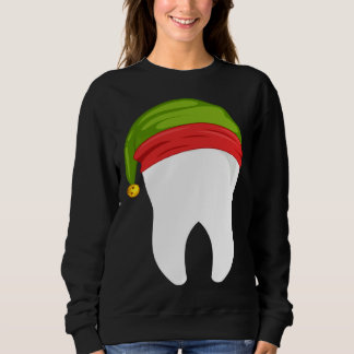 Dentist Christmas  tooth Dental  with Elf hat Sweatshirt