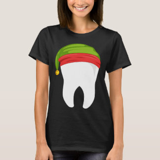Dentist Christmas  tooth Dental  with Elf hat T-Shirt