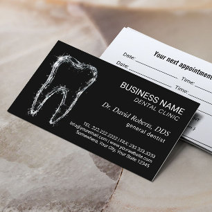 Dentist Clean Tooth Professional Black Dental Care Appointment Card