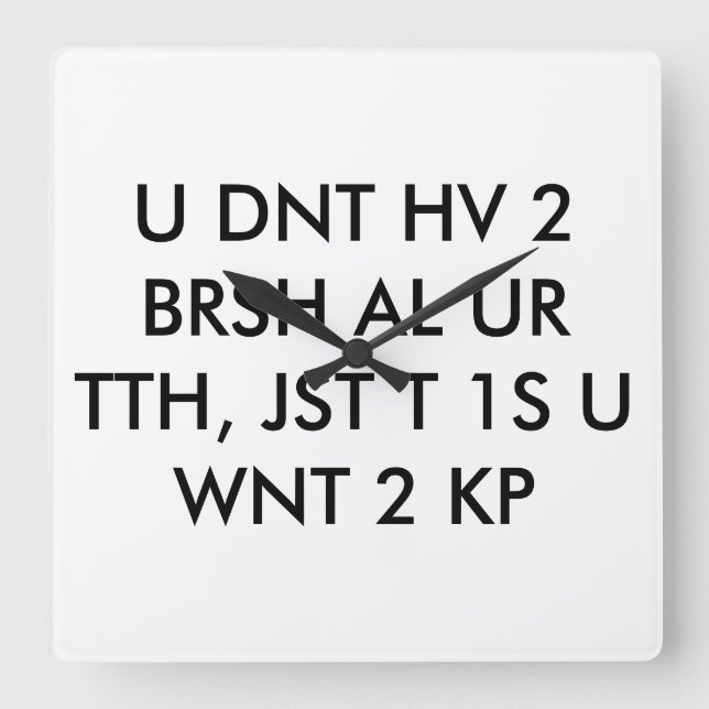 dentist clock text abbreviation cool teen wall (Front)