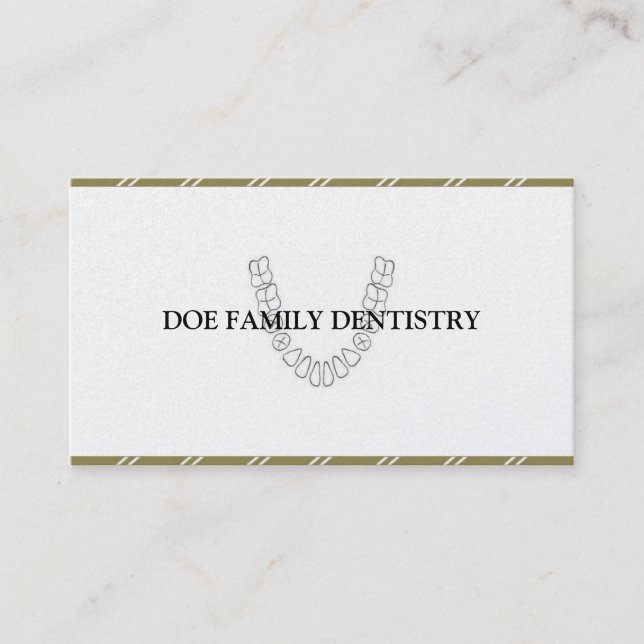Dentist DDS Dental Office Teeth Gold Paper Business Card (Front)