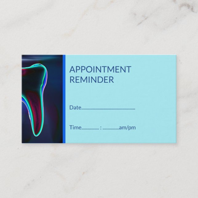 Dentist Dental Blue Tooth Appointment Reminder Business Card (Front)
