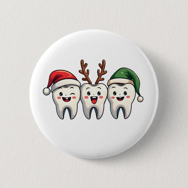 Dentist Dental Christmas Santa Floss Xmas Tree 6 Cm Round Badge (Front)