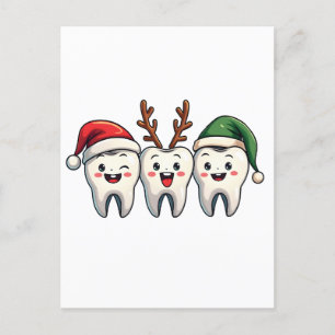 Dentist Dental Christmas Santa Floss Xmas Tree Announcement Postcard