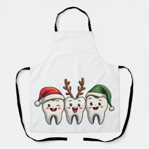 Dentist Dental Christmas Santa Floss Xmas Tree Apron