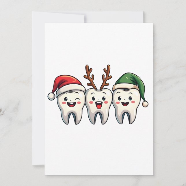 Dentist Dental Christmas Santa Floss Xmas Tree Invitation (Front)