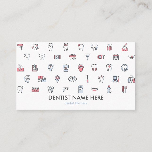 Dentist dental clinic icons teeth business card (Front)