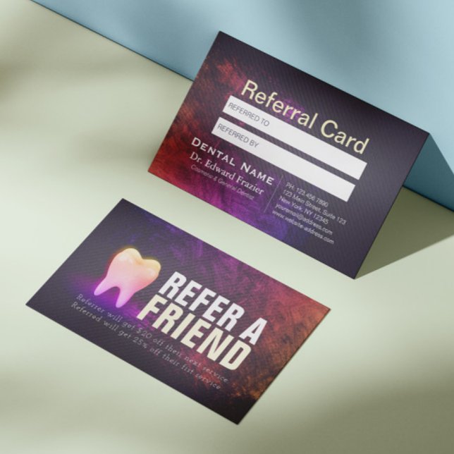 Dentist Dental Clinic Rose Gold Tooth Referral Card (Creator Uploaded)