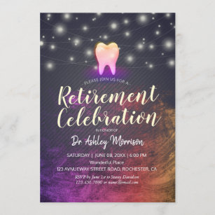 Dentist Dental Clinic Rose Gold Tooth Retirement Invitation