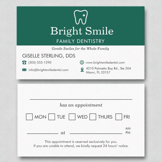 Dentist Dental Dentistry Appointment Reminder  Business Card (Creator Uploaded)