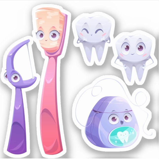 Dentist Dental Hygiene Cute Character Cartoons (Front)