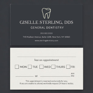 Dentist Dental Office Black Appointment Reminder Business Card