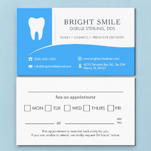 Dentist Dental Office Blue Appointment Card
