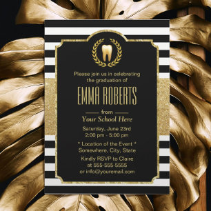 Dentist Dental School Graduation Modern Stripes Invitation