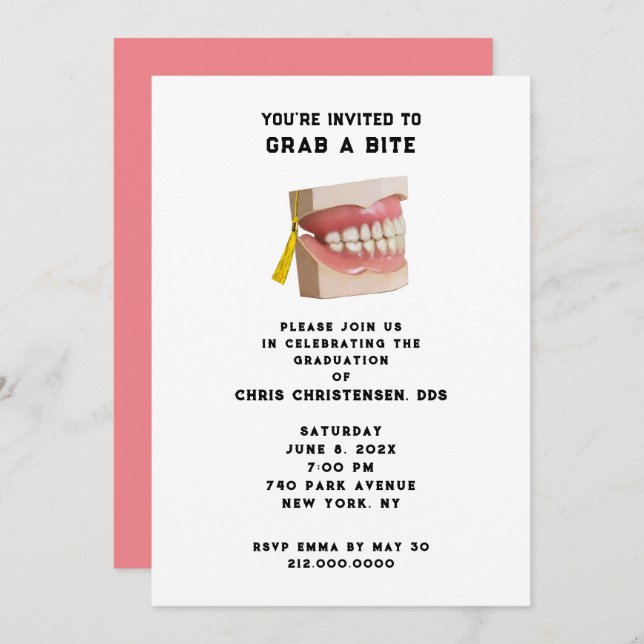 Dentist Dental School Graduation Party Invitation (Front/Back)