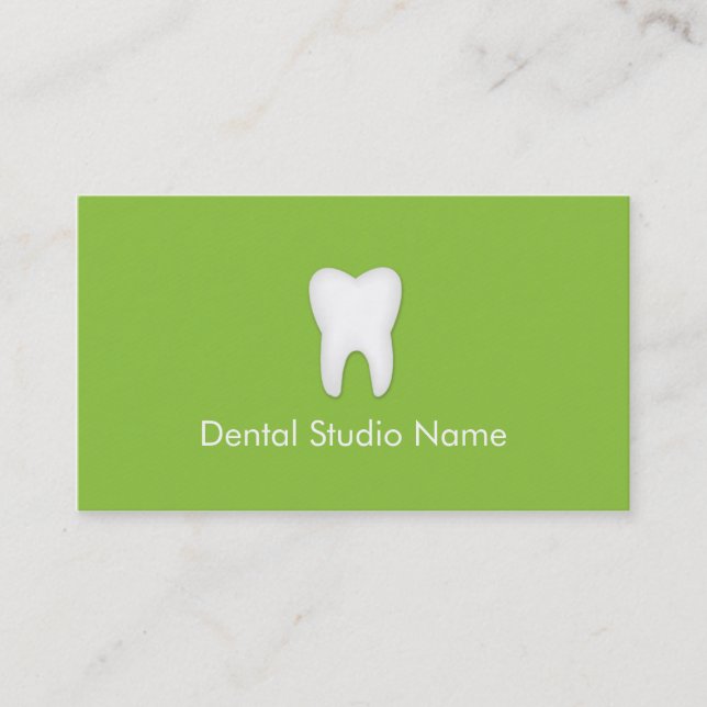 Dentist/Dental Studio Business Cards in Green (Front)