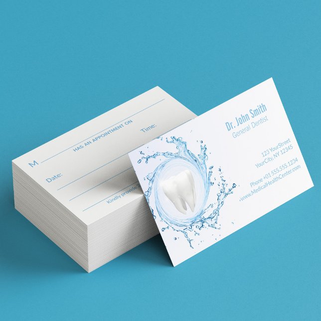 Dentist Dental Tooth Water Professional Appointment Card (Creator Uploaded)