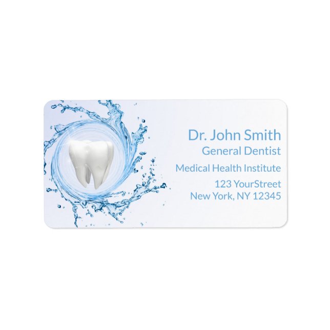 Dentist Dental Tooth Water Professional Label (Front)