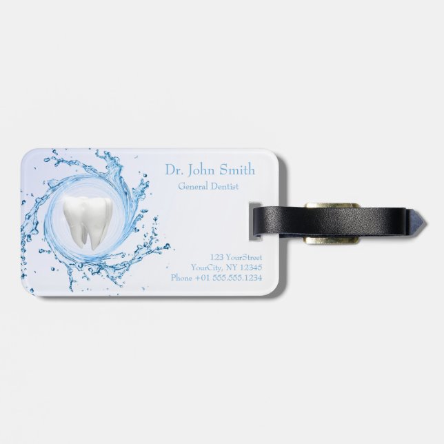 Dentist Dental Tooth Water Professional Luggage Tag (Back Horizontal)
