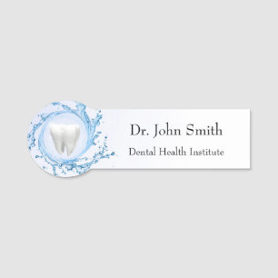 Dentist Dental Tooth Water Professional Name Tag