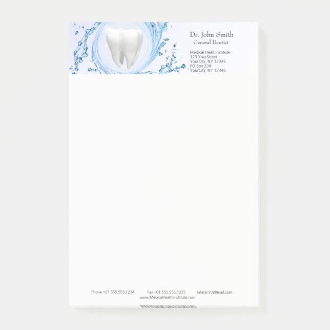 Dentist Dental Tooth Water Professional Post-it Notes (Front)
