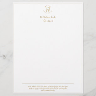 Dentist Dentistry Frame Gold Tooth White Blue Grey Custom Letterhead