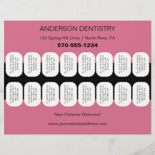 Dentist, Dentstry Flyer with Tear Off Teeth Strips