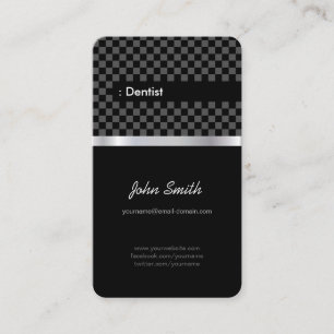 Dentist - Elegant Black Chequered Business Card