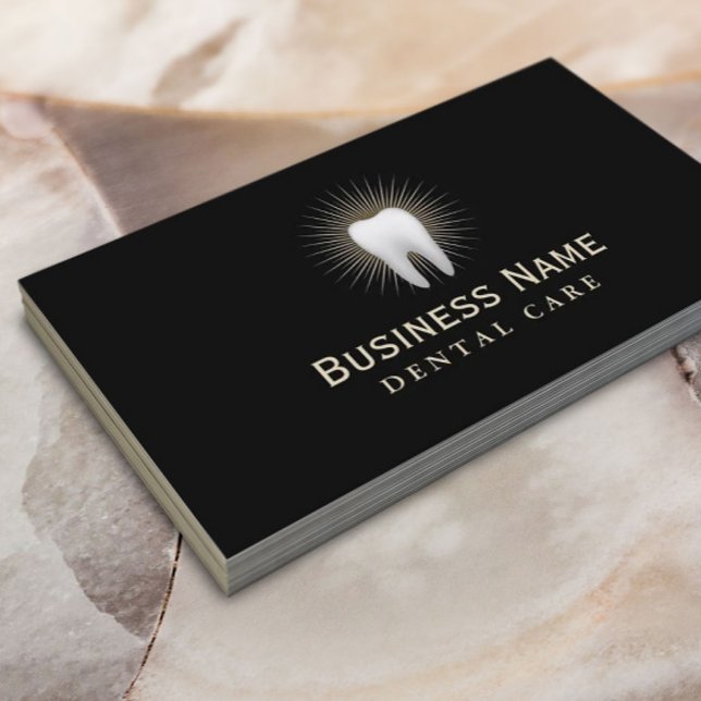Dentist Elegant Black & Gold Dental Business Card (Creator Uploaded)