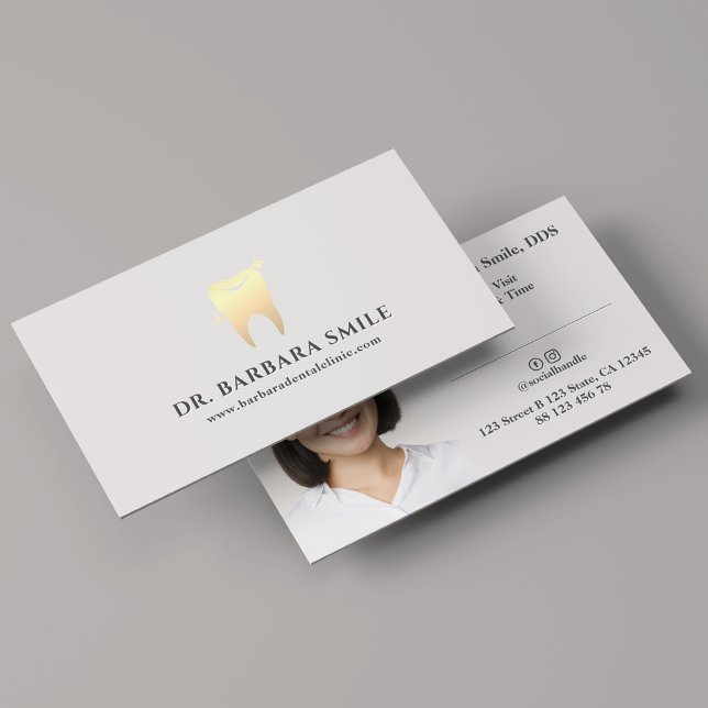 Dentist Faux Gold Tooth Photo Minimal Business Card (Dentist Faux Gold Tooth Photo Minimal Business Card
)