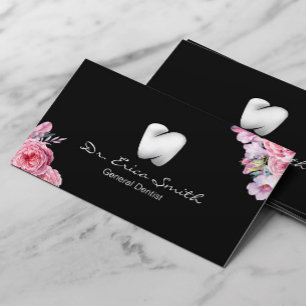 Dentist Floral Modern Tooth Logo Dental Care Business Card