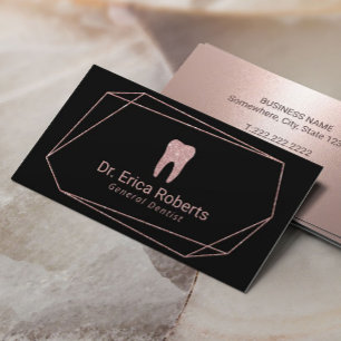Dentist Geometric Rose Gold Frame Dental Care Business Card