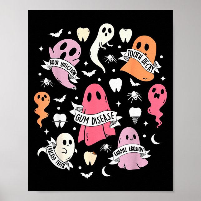 Dentist Ghost Soky Halloween Dental Hygienist Ista Poster (Front)