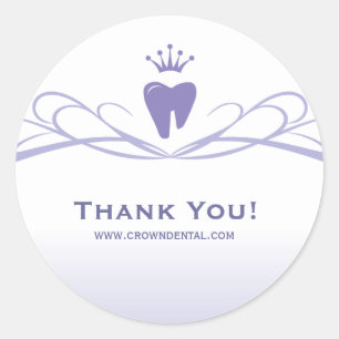 Dentist Gift Cute Tooth Crown Logo Purple Classic Round Sticker