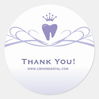 Dentist Gift Cute Tooth Crown Logo Purple Classic Round Sticker
