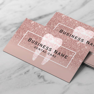 Dentist Glitter Tooth Rose Gold Ombre Dental Care Appointment Card