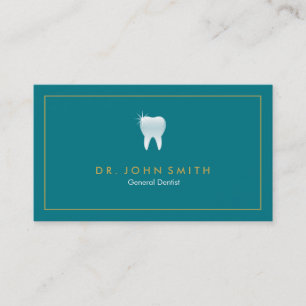 Dentist  Golden Frame Turquoise Tooth Dental Appointment Card