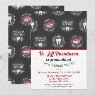 Dentist Graduation Invitation Chalk Dental Party