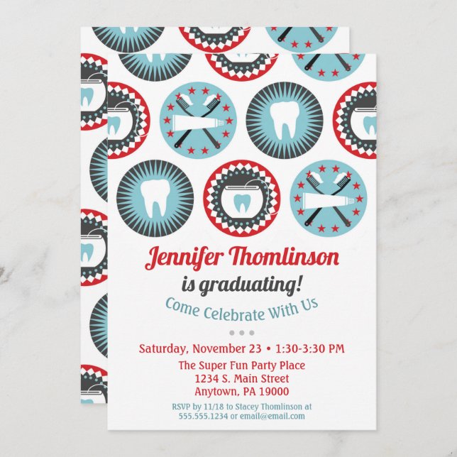 Dentist Graduation Invitation Dental Hygienist (Front/Back)
