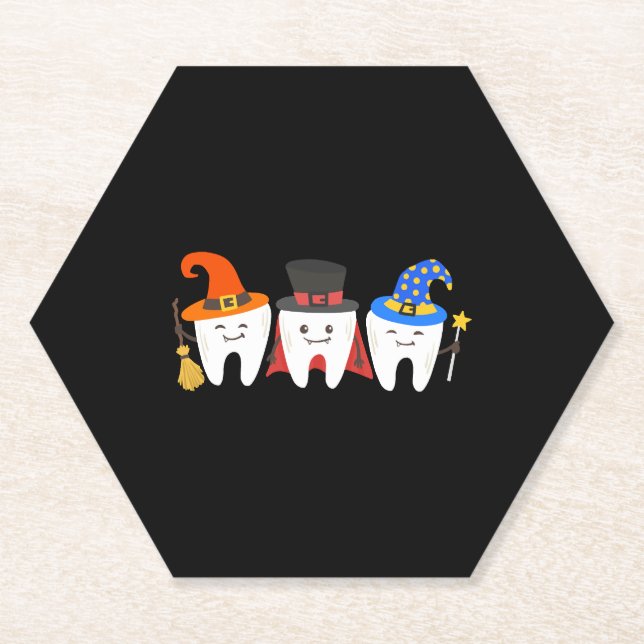Dentist Halloween Teeth Dental Paper Coaster (Front)